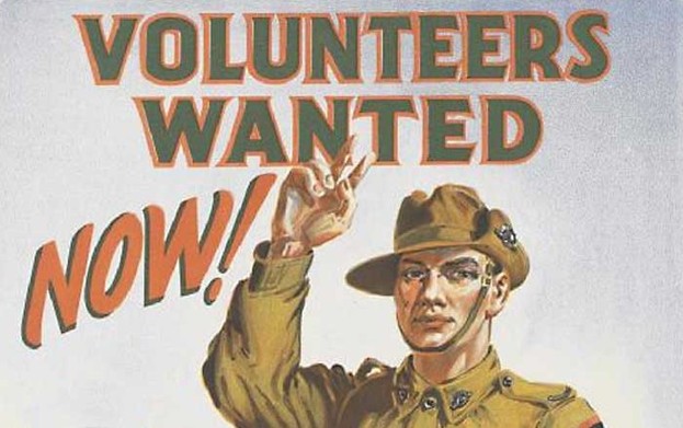 Vintage World War I-era military recruitment poster